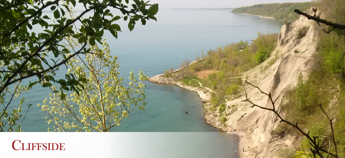 Cliffside view of the bluffs over Lake Ontario